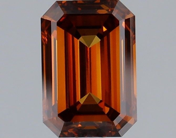 Loose Diamond - EMERALD 1.62ct Fancy Deep Brownish Orange VS1: Loose Diamond - EMERALD 1.62ct Fancy Deep Brownish Orange VS1 Source: This is a real non-mined Diamond that has been grown in a lab Shape: EMERALD Carats: 1.62 Color: Fancy Deep Brownish Orange Certif