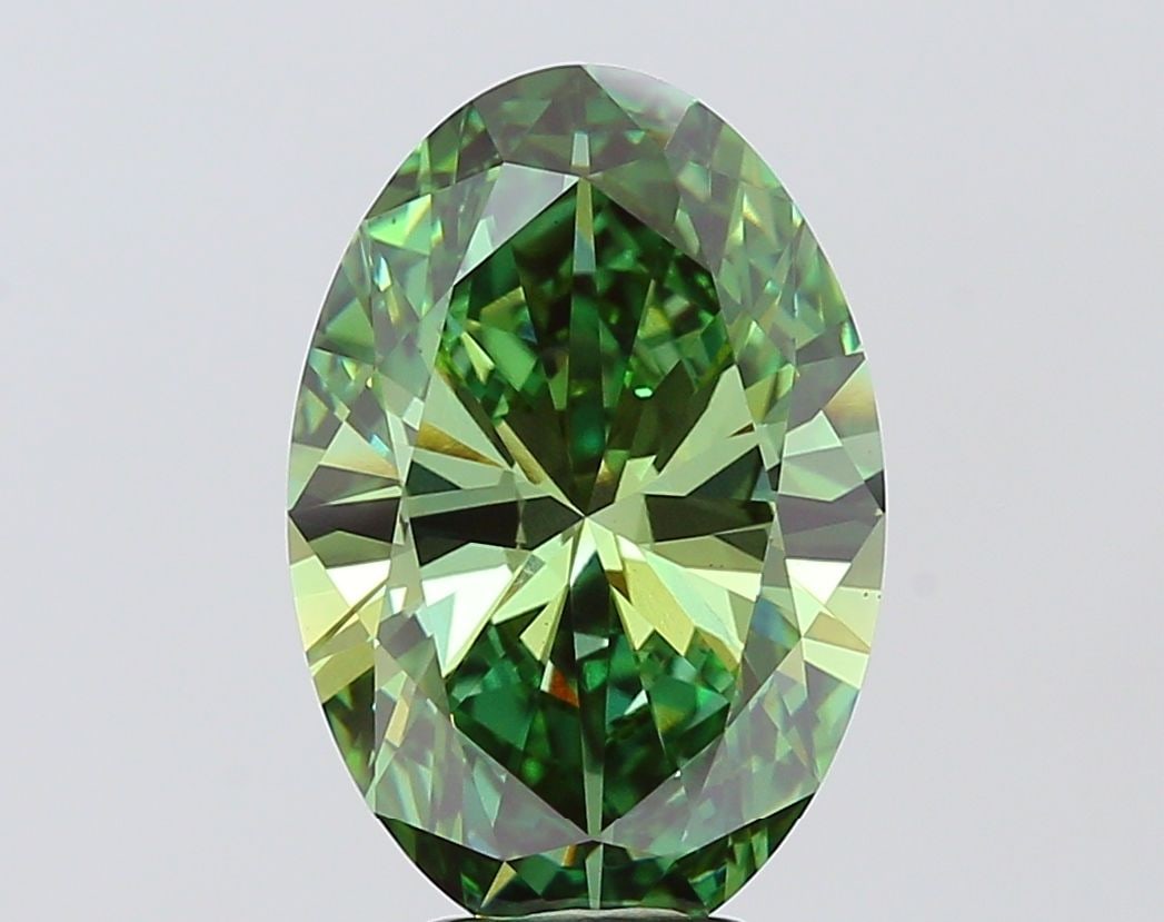 Loose Diamond - OVAL 5.24ct Fancy Vivid Green VS1: Loose Diamond - OVAL 5.24ct Fancy Vivid Green VS1 Source: This is a real non-mined Diamond that has been grown in a lab Shape: OVAL Carats: 5.24 Color: Fancy Vivid Green Certification: IGI Additional