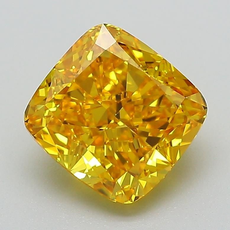 Loose Diamond - CUSHION MODIFIED 2.27ct Fancy Vivid Yellow VVS2: Loose Diamond - CUSHION MODIFIED 2.27ct Fancy Vivid Yellow VVS2 Source: This is a real non-mined Diamond that has been grown in a lab Shape: CUSHION MODIFIED Carats: 2.27 Color: Fancy Vivid Yellow Cer