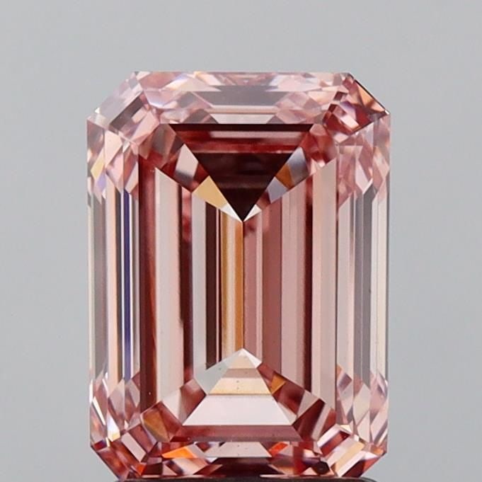 Loose Diamond - EMERALD 1.64ct Fancy Intense Brownish Pink VS1: Loose Diamond - EMERALD 1.64ct Fancy Intense Brownish Pink VS1 Source: This is a real non-mined Diamond that has been grown in a lab Shape: EMERALD Carats: 1.64 Color: Fancy Intense Brownish Pink Cert