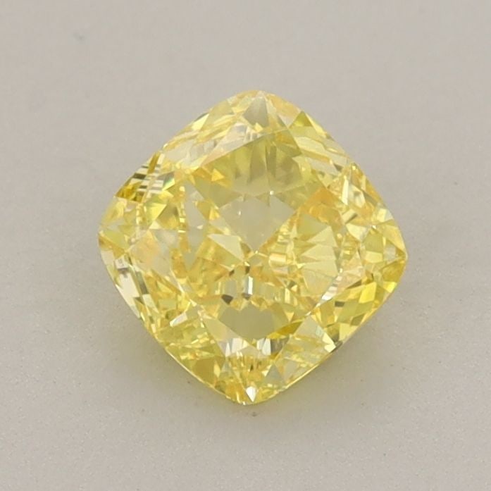 Loose Diamond - CUSHION MODIFIED 0.73ct Fancy Vivid Yellow VVS2: Loose Diamond - CUSHION MODIFIED 0.73ct Fancy Vivid Yellow VVS2 Source: This is a real non-mined Diamond that has been grown in a lab Shape: CUSHION MODIFIED Carats: 0.73 Color: Fancy Vivid Yellow Cer