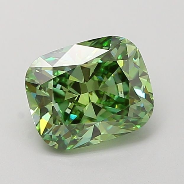 Loose Diamond - CUSHION MODIFIED 1.41ct Fancy Vivid Green VS1: Loose Diamond - CUSHION MODIFIED 1.41ct Fancy Vivid Green VS1 Source: This is a real non-mined Diamond that has been grown in a lab Shape: CUSHION MODIFIED Carats: 1.41 Color: Fancy Vivid Green Certif