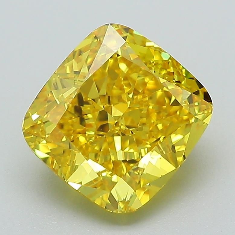 Loose Diamond - CUSHION MODIFIED 2.51ct Fancy Vivid Yellow VS1: Loose Diamond - CUSHION MODIFIED 2.51ct Fancy Vivid Yellow VS1 Source: This is a real non-mined Diamond that has been grown in a lab Shape: CUSHION MODIFIED Carats: 2.51 Color: Fancy Vivid Yellow Cert