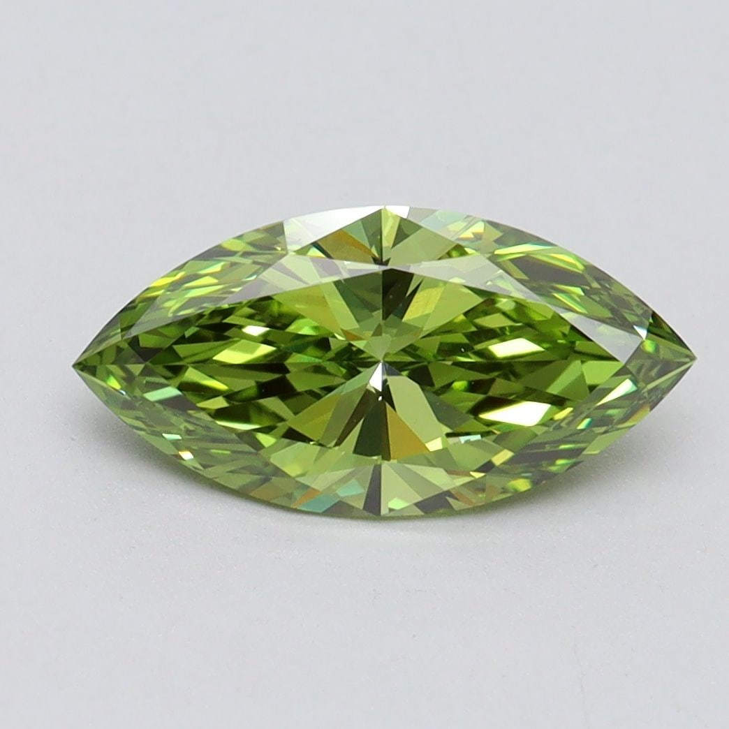 Loose Diamond - MARQUISE 1.51ct Fancy Vivid Green VVS2: Loose Diamond - MARQUISE 1.51ct Fancy Vivid Green VVS2 Source: This is a real non-mined Diamond that has been grown in a lab Shape: MARQUISE Carats: 1.51 Color: Fancy Vivid Green Certification: IGI Vi