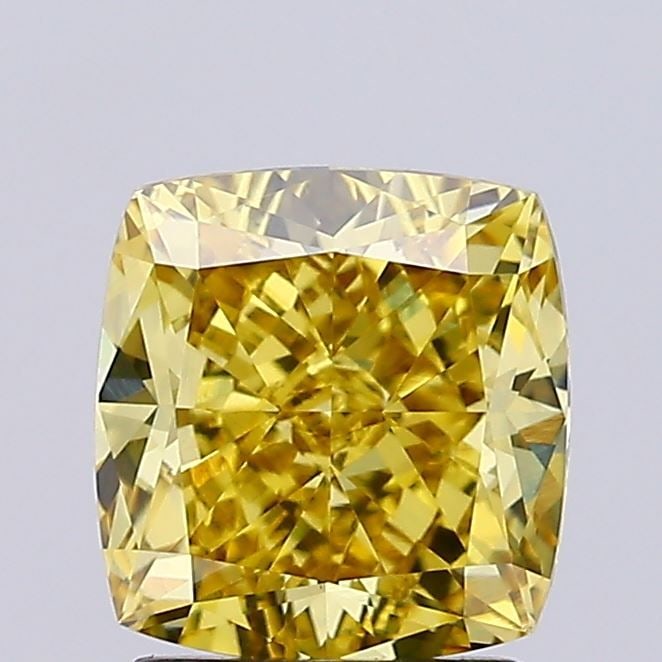 Loose Diamond - CUSHION BRILLIANT 1.95ct Fancy Intense Yellow VS1: Loose Diamond - CUSHION BRILLIANT 1.95ct Fancy Intense Yellow VS1 Source: This is a real non-mined Diamond that has been grown in a lab Shape: CUSHION BRILLIANT Carats: 1.95 Color: Fancy Intense
