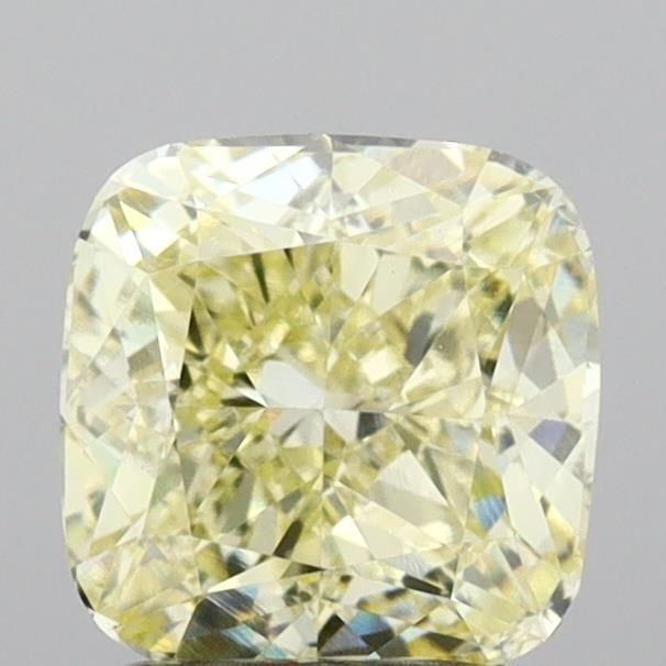Loose Diamond - CUSHION MODIFIED 2.06ct Fancy Light Yellow VS1: Loose Diamond - CUSHION MODIFIED 2.06ct Fancy Light Yellow VS1 Source: This is a real non-mined Diamond that has been grown in a lab Shape: CUSHION MODIFIED Carats: 2.06 Color: Fancy Light Yellow Cert