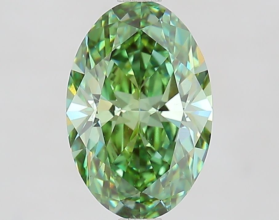 Loose Diamond - OVAL 2.1ct Fancy Vivid Green VS1: Loose Diamond - OVAL 2.1ct Fancy Vivid Green VS1 Source: This is a real non-mined Diamond that has been grown in a lab Shape: OVAL Carats: 2.1 Color: Fancy Vivid Green Certification: IGI Video: