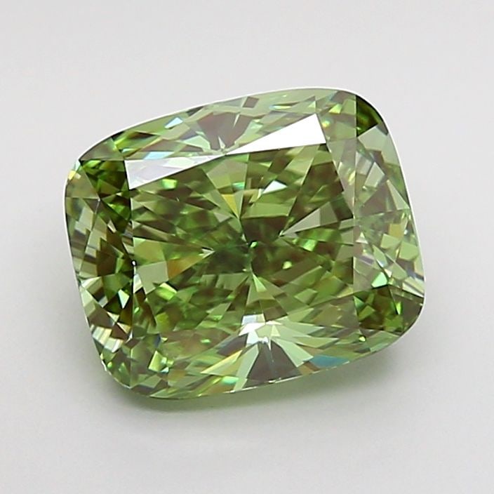 Loose Diamond - CUSHION MODIFIED 2.61ct Fancy Vivid Green VS1: Loose Diamond - CUSHION MODIFIED 2.61ct Fancy Vivid Green VS1 Source: This is a real non-mined Diamond that has been grown in a lab Shape: CUSHION MODIFIED Carats: 2.61 Color: Fancy Vivid Green Certif