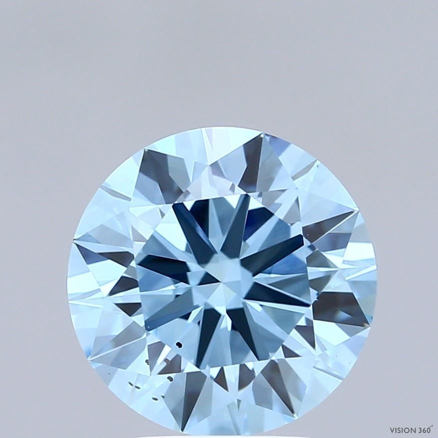 Ideal Loose Diamond - ROUND 3.02ct Fancy Vivid Blue VS2: Ideal Loose Diamond - ROUND 3.02ct Fancy Vivid Blue VS2 Source: This is a real non-mined Diamond that has been grown in a lab Shape: ROUND Carats: 3.02 Color: Fancy Vivid Blue Certification: IGI Video