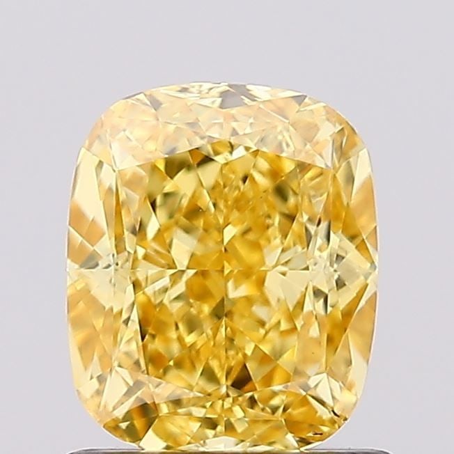 Loose Diamond - CUSHION MODIFIED 1.05ct Fancy Vivid Yellow VS1: Loose Diamond - CUSHION MODIFIED 1.05ct Fancy Vivid Yellow VS1 Source: This is a real non-mined Diamond that has been grown in a lab Shape: CUSHION MODIFIED Carats: 1.05 Color: Fancy Vivid Yellow Cert
