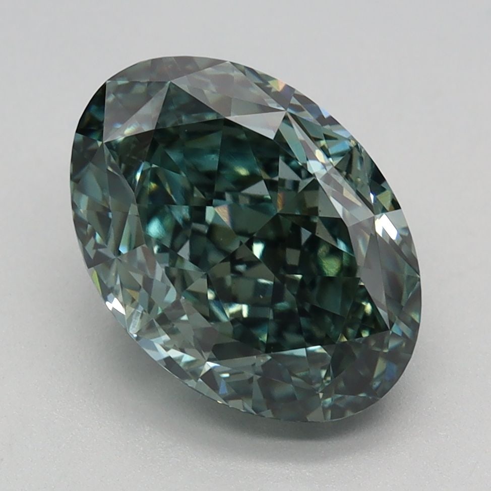 Loose Diamond - OVAL 2.64ct Fancy Vivid Green VVS2: Loose Diamond - OVAL 2.64ct Fancy Vivid Green VVS2 Source: This is a real non-mined Diamond that has been grown in a lab Shape: OVAL Carats: 2.64 Color: Fancy Vivid Green Certification: IGI Video: