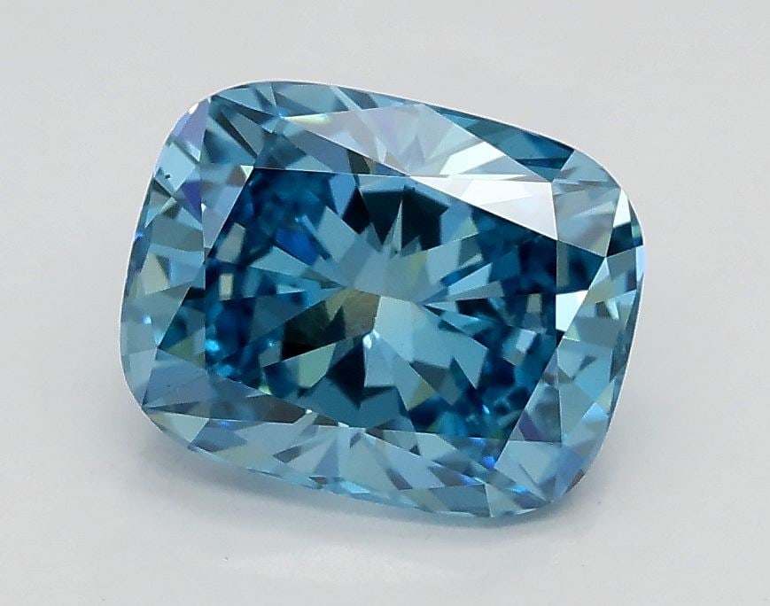 Loose Diamond - CUSHION BRILLIANT 1.53ct Fancy Vivid Blue VS2: Loose Diamond - CUSHION BRILLIANT 1.53ct Fancy Vivid Blue VS2 Source: This is a real non-mined Diamond that has been grown in a lab Shape: CUSHION BRILLIANT Carats: 1.53 Color: Fancy Vivid Blue Certif