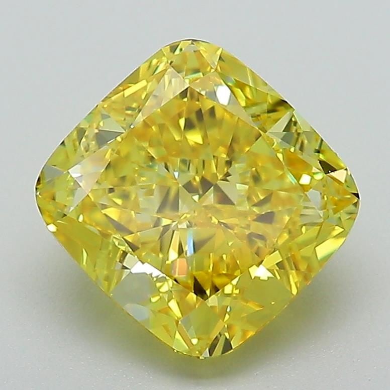 Loose Diamond - CUSHION MODIFIED 2.64ct Fancy Vivid Yellow VVS2: Loose Diamond - CUSHION MODIFIED 2.64ct Fancy Vivid Yellow VVS2 Source: This is a real non-mined Diamond that has been grown in a lab Shape: CUSHION MODIFIED Carats: 2.64 Color: Fancy Vivid Yellow Cer
