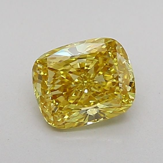Loose Diamond - CUSHION BRILLIANT 0.72ct Fancy Vivid Yellow VS1: Loose Diamond - CUSHION BRILLIANT 0.72ct Fancy Vivid Yellow VS1 Source: This is a real non-mined Diamond that has been grown in a lab Shape: CUSHION BRILLIANT Carats: 0.72 Color: Fancy Vivid Yellow Ce