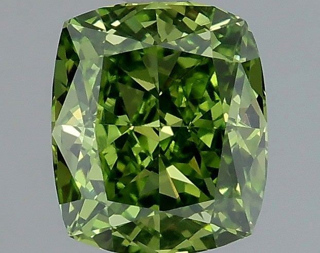 Loose Diamond - CUSHION MODIFIED 1.02ct Fancy Vivid Green VS1: Loose Diamond - CUSHION MODIFIED 1.02ct Fancy Vivid Green VS1 Source: This is a real non-mined Diamond that has been grown in a lab Shape: CUSHION MODIFIED Carats: 1.02 Color: Fancy Vivid Green Certif
