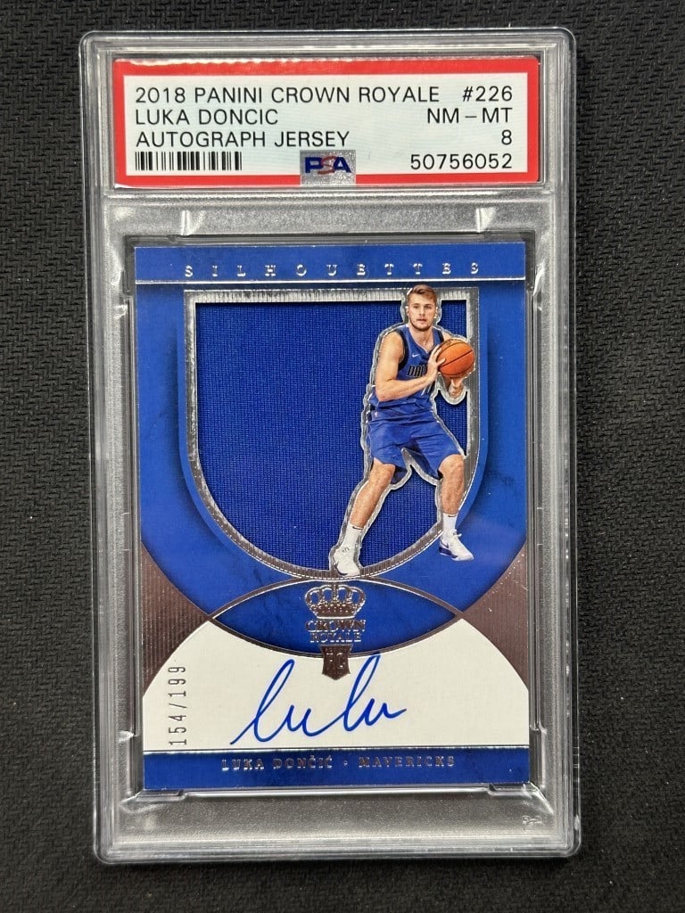 Luka Doncic 2018 Crown Royale Rookie Silhouettes Patch Auto PSA 8 #226 Limited Edition (1 of 2)
