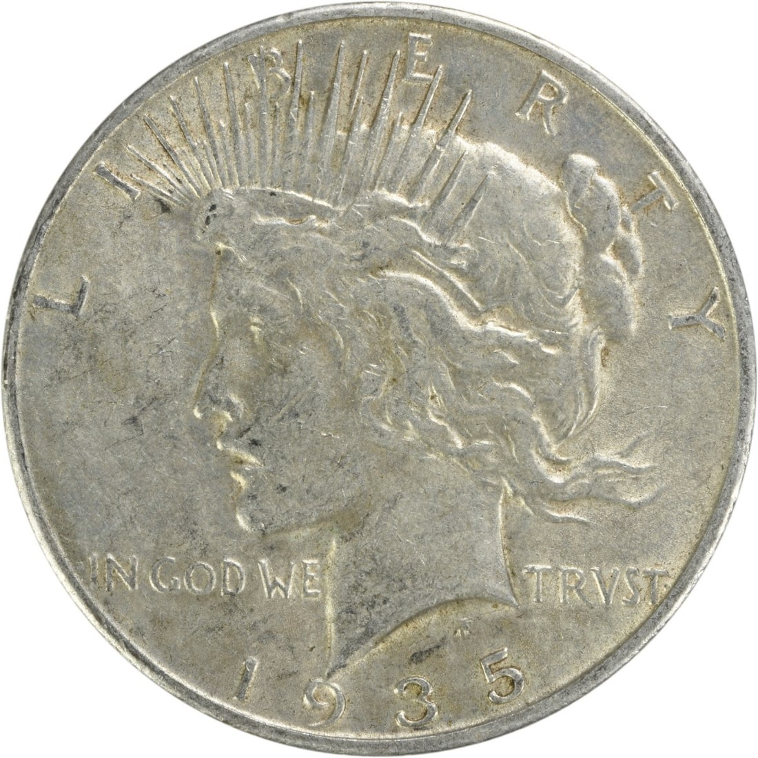 1935-S Peace Dollar Uncertified EF 90% Silver Coin: 1935-S Peace Dollar Uncertified EF 90% Silver Coin This 1935-S Peace Silver Dollar is an excellent find for collectors. Circulated but in an Extra Fine (EF) condition, this coin showcases the artistry