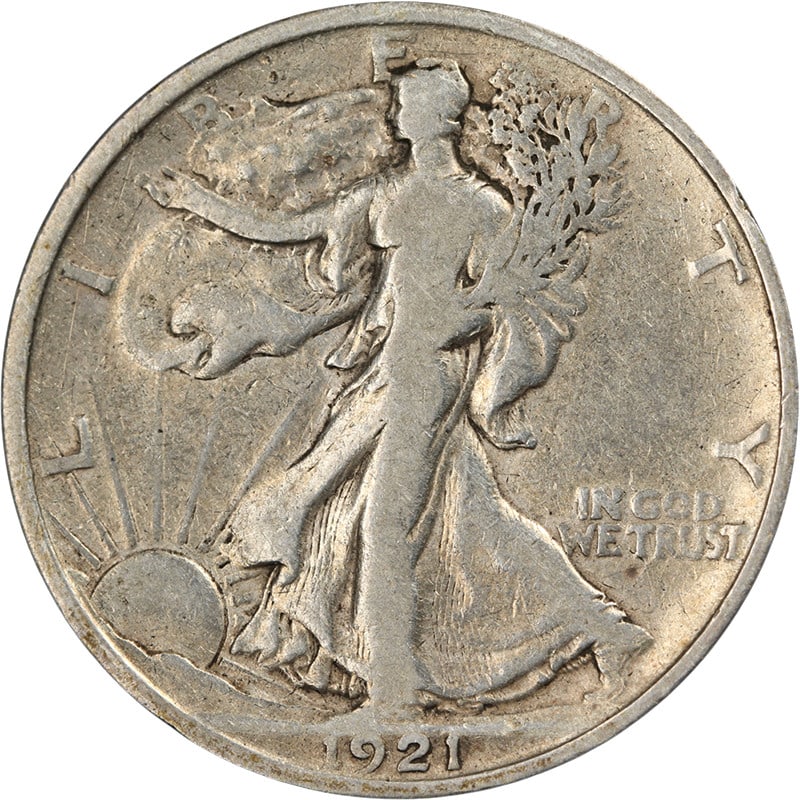 1921-P Walking Liberty Half Dollar Key Date Silver Coin VG/F Details: 1921-P Walking Liberty Half Dollar Key Date Silver Coin VG/F Details This 1921-P Walking Liberty Half showcases decent eye appeal and a nice strike, making it a notable addition for collectors. It has