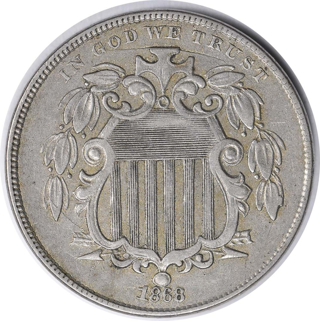 1868 Shield Nickel Var 1 FS-901 Choice EF Uncertified: 1868 Shield Nickel Var 1 FS-901 Choice EF Uncertified This 1868 Shield Nickel, designated as Var 1 FS-901, is a noteworthy collectible coin featuring a design by James Barton Longacre. The coin is in