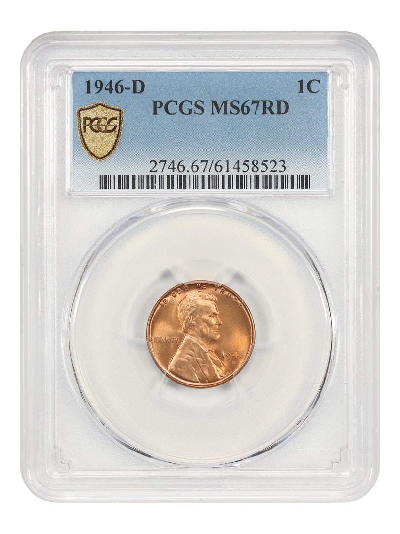PCGS MS67RD 1946-D Lincoln Wheat Cent One Cent Coin (1 of 4)