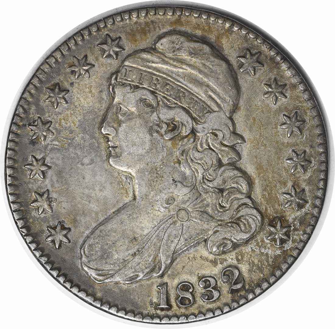 1832 Bust Half Dollar Small Letters Choice EF Uncertified: 1832 Bust Half Dollar Small Letters Choice EF Uncertified This 1832 Bust Half Dollar showcases small letters and is in choice Extra Fine (XF) condition. Struck at the Philadelphia mint, this coin feat