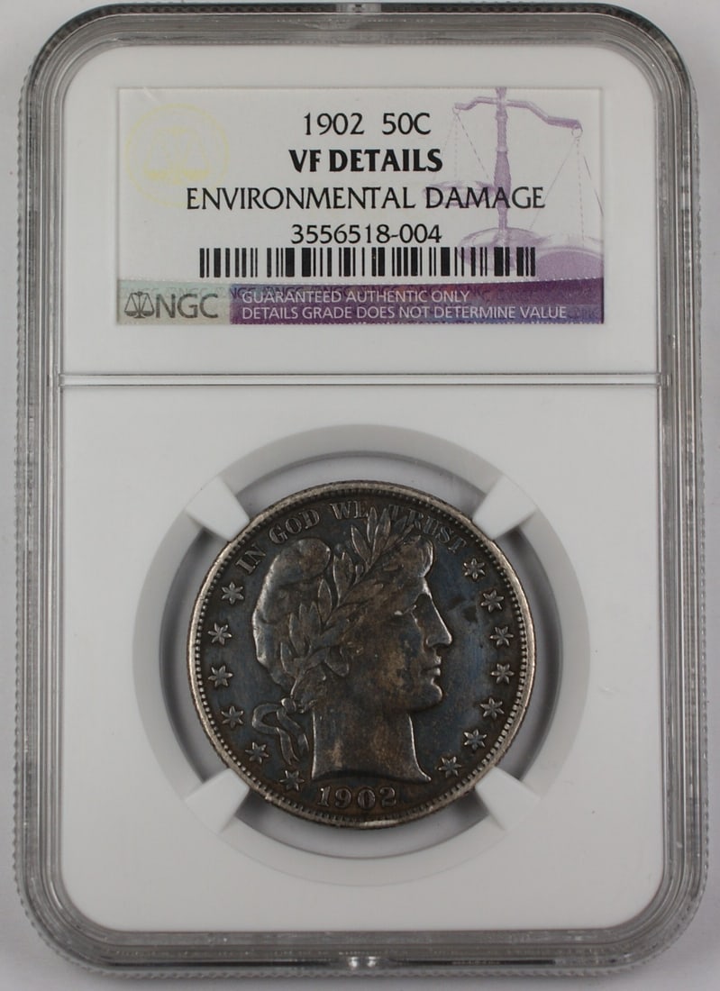NGC Certified 1902 Silver Barber Half Dollar VF Details Philadelphia: NGC Certified 1902 Silver Barber Half Dollar VF Details Philadelphia This is a 1902 Barber Silver Half Dollar coin from the United States, minted in Philadelphia. The coin is certified by NGC with a g