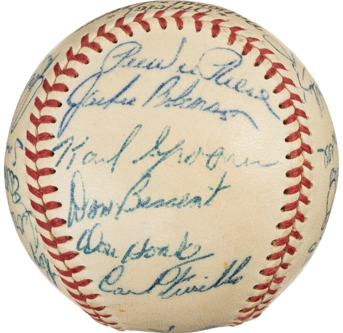 1955 Brooklyn Dodgers Team Signed Baseball with Jackie Robinson PSA DNA (1 of 9)