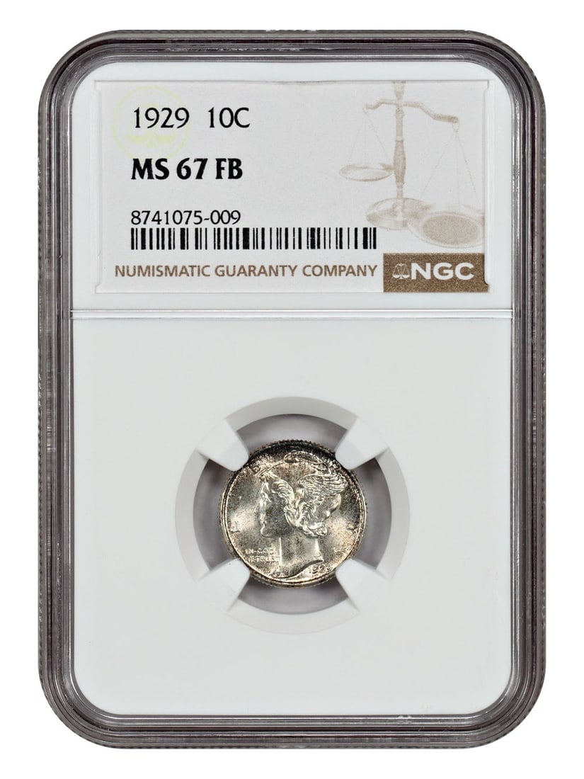 1929 Mercury Dime NGC MS67FB Certified Uncirculated 10C Coin (1 of 4)