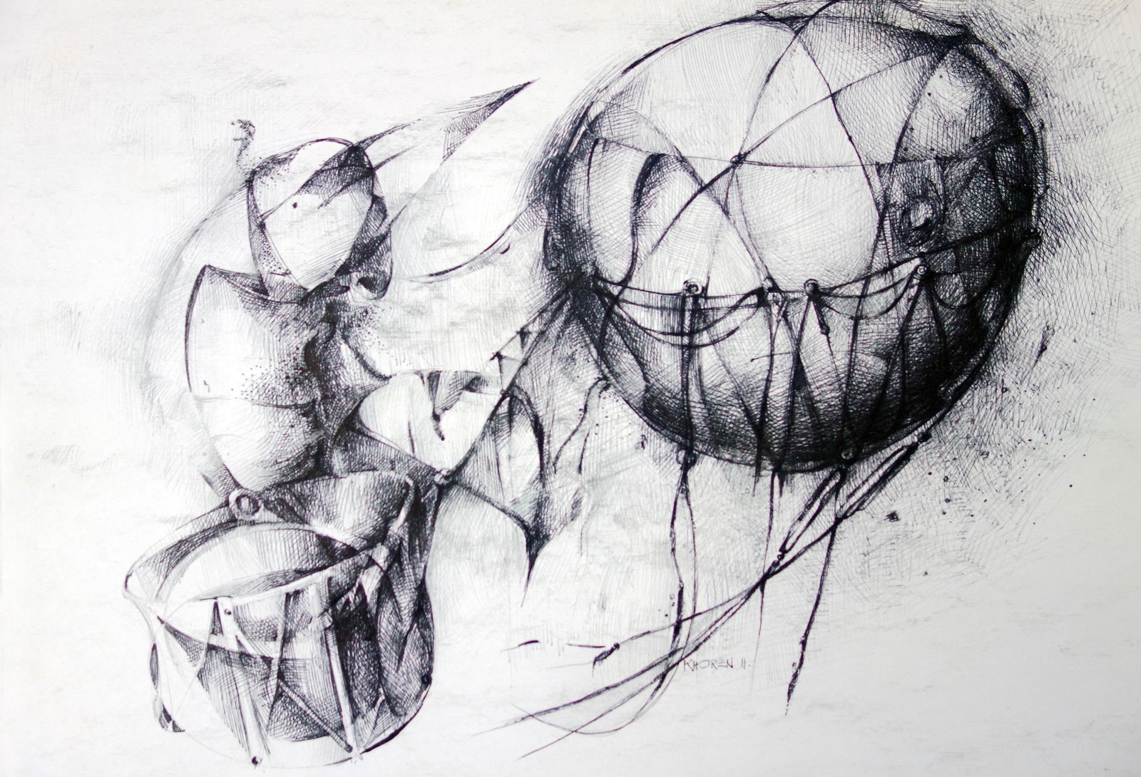 Ink on Board Contemporary Abstract by Khoren Keshishyan 11 x 14 Inches (1 of 1)