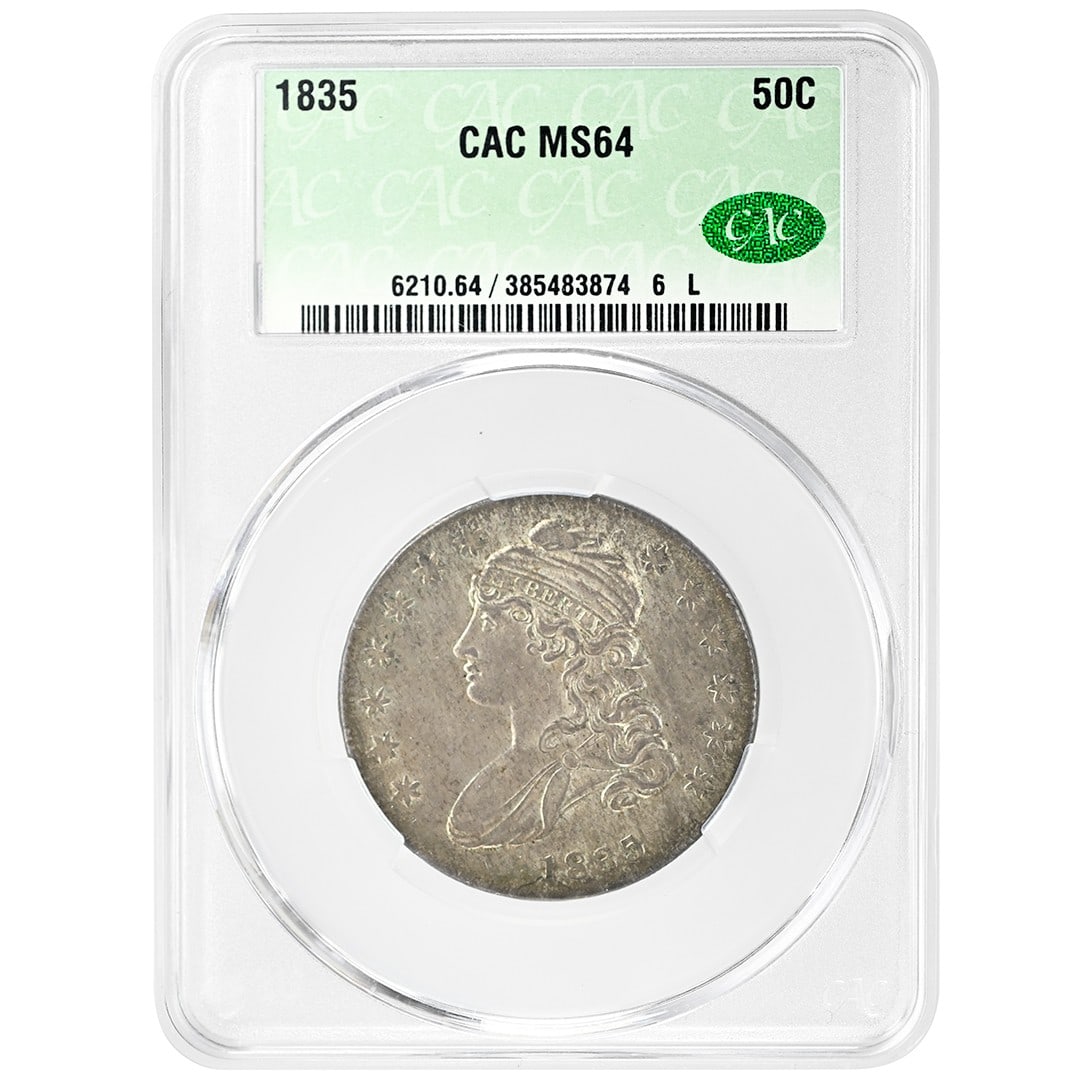 1835 Capped Bust Half Dollar CACG MS64 Silver Fifty Cent Coin (1 of 4)