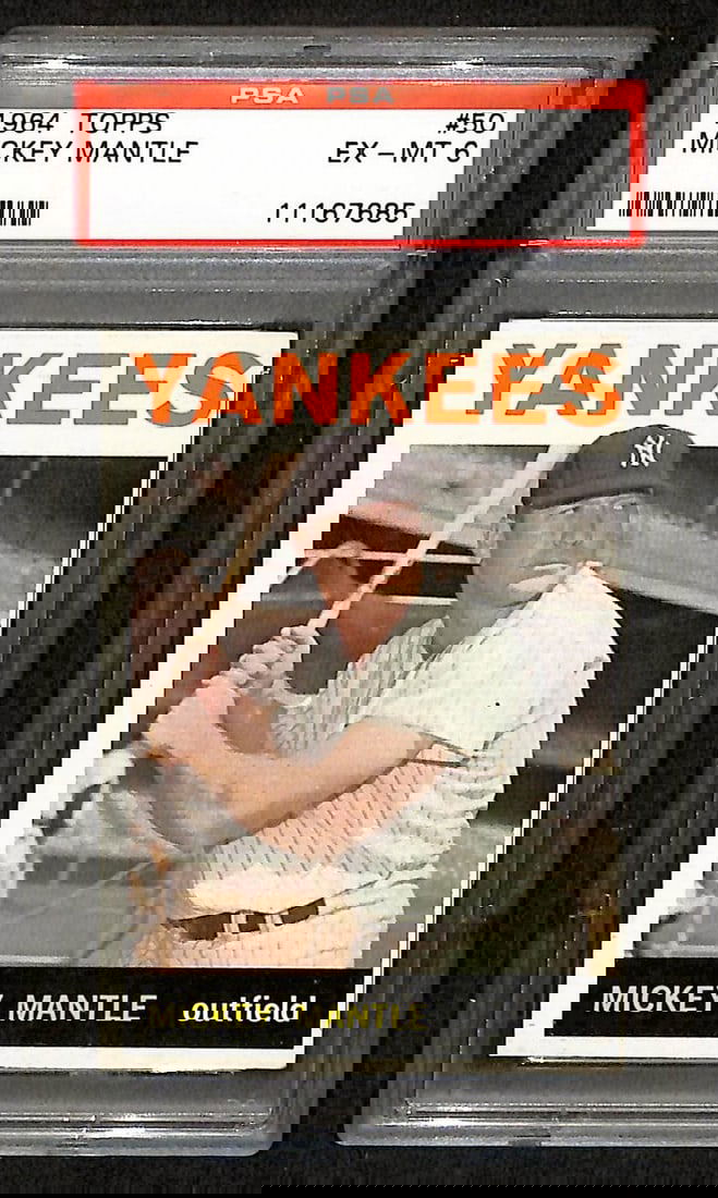 1964 Topps #50 Mickey Mantle Baseball Card PSA EX-MT 6 Yankees (1 of 2)