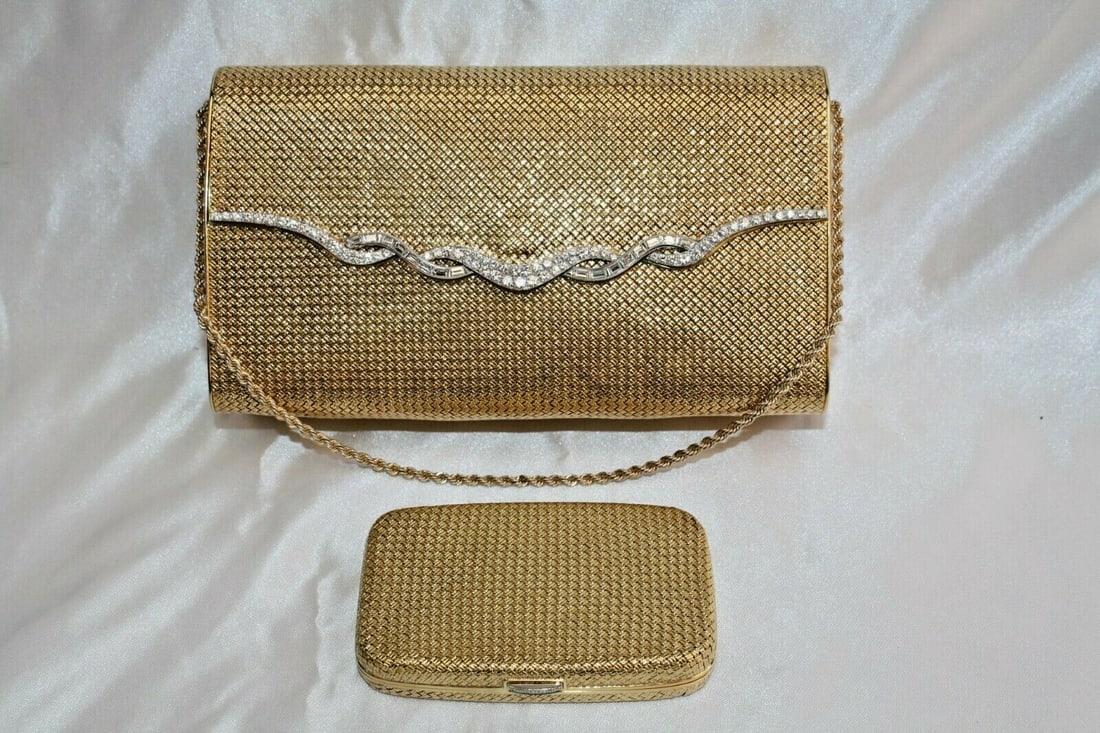 Antique French 18K Gold Diamond Purse & Coin Case Set 648g 8.60ct: Antique French 18K Gold Diamond Purse & Coin Case Set 648g 8.60ct Discover this exquisite 18K yellow gold purse and coin case set, a true representation of French artistry from the early 1900s. This a