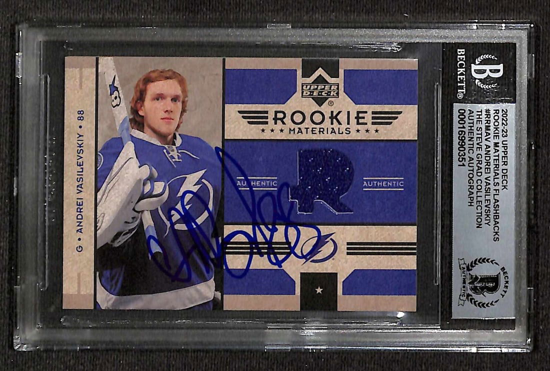 Andrei Vasilevskiy Signed 2022/23 Upper Deck Rookie Materials Beckett Authenticated Card (1 of 1)