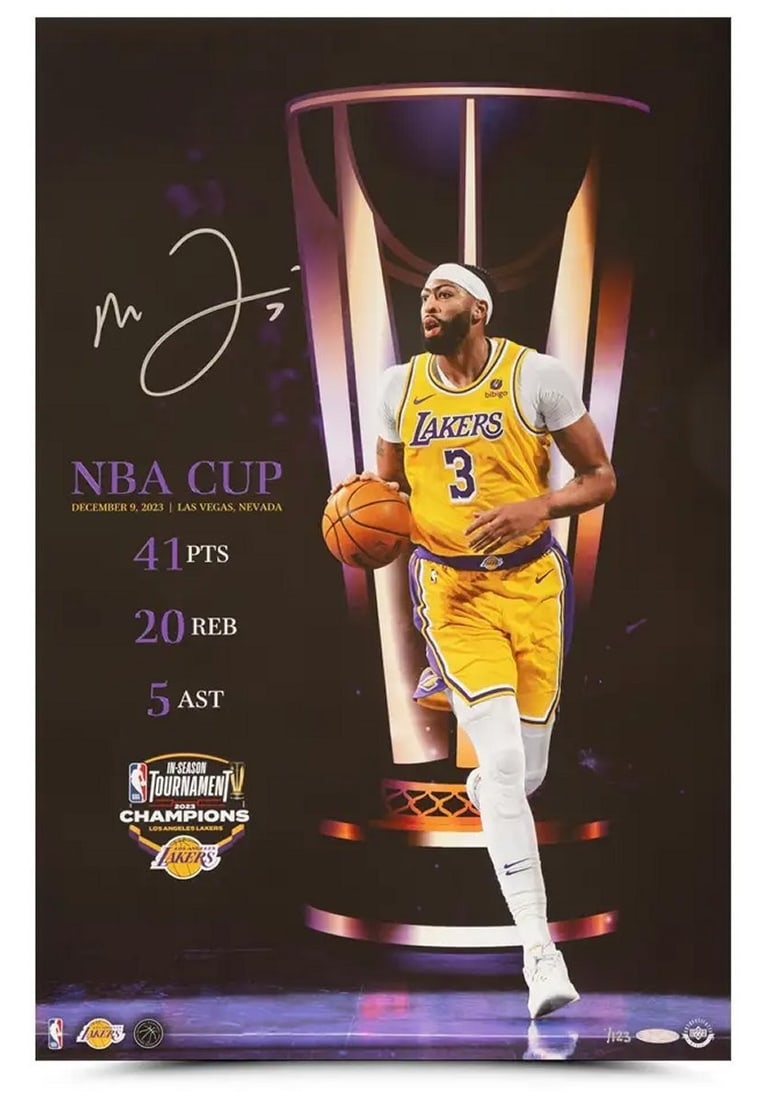 Anthony Davis Autographed 16X24 Lakers Photo NBA Cup 2023 #/123 Upper Deck Authenticated (1 of 2)