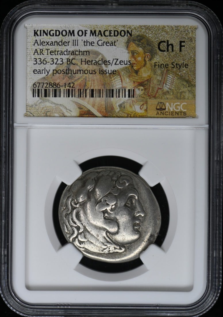 Alexander III Macedon AR Tetradrachm NGC Certified Ancient Coin: Alexander III Macedon AR Tetradrachm NGC Certified Ancient Coin This is an ancient Greek AR Tetradrachm coin from the Kingdom of Macedon, featuring Alexander III 'the Great'. It has been certified by