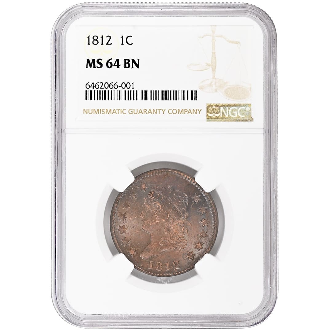 NGC MS64BN 1812 Classic Head Large Cent Small Date Copper Coin (1 of 2)