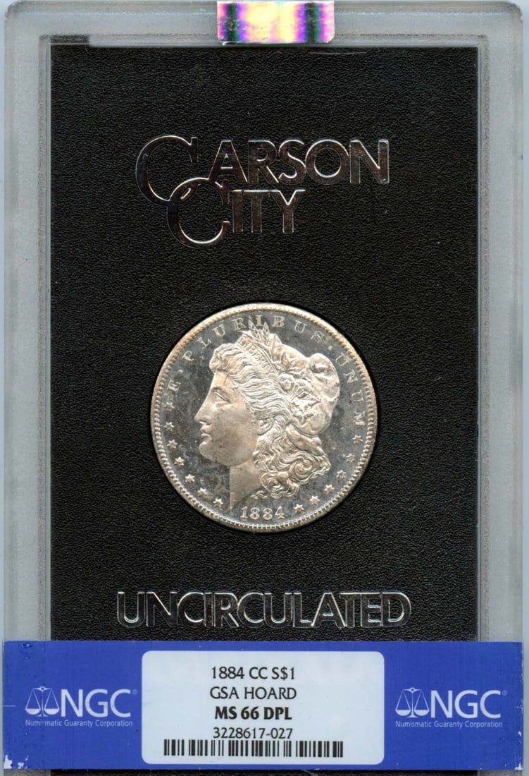 1884-CC Morgan Dollar NGC MS66 DMPL Uncirculated Coin: 1884-CC Morgan Dollar NGC MS66 DMPL Uncirculated Coin This stunning 1884-CC Morgan Dollar is a prized addition to any coin collection. Certified by NGC with a grade of MS66 and designated as DMPL (Dee