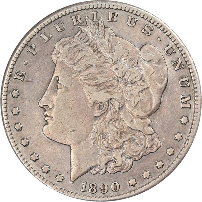 1890-CC Morgan Silver Dollar XF Details Nice Strike Silver Coin: 1890-CC Morgan Silver Dollar XF Details Nice Strike Silver Coin This 1890-CC Morgan Silver Dollar boasts a nice XF Details grade, showcasing decent eye appeal and a nice strike. The coin has been prev