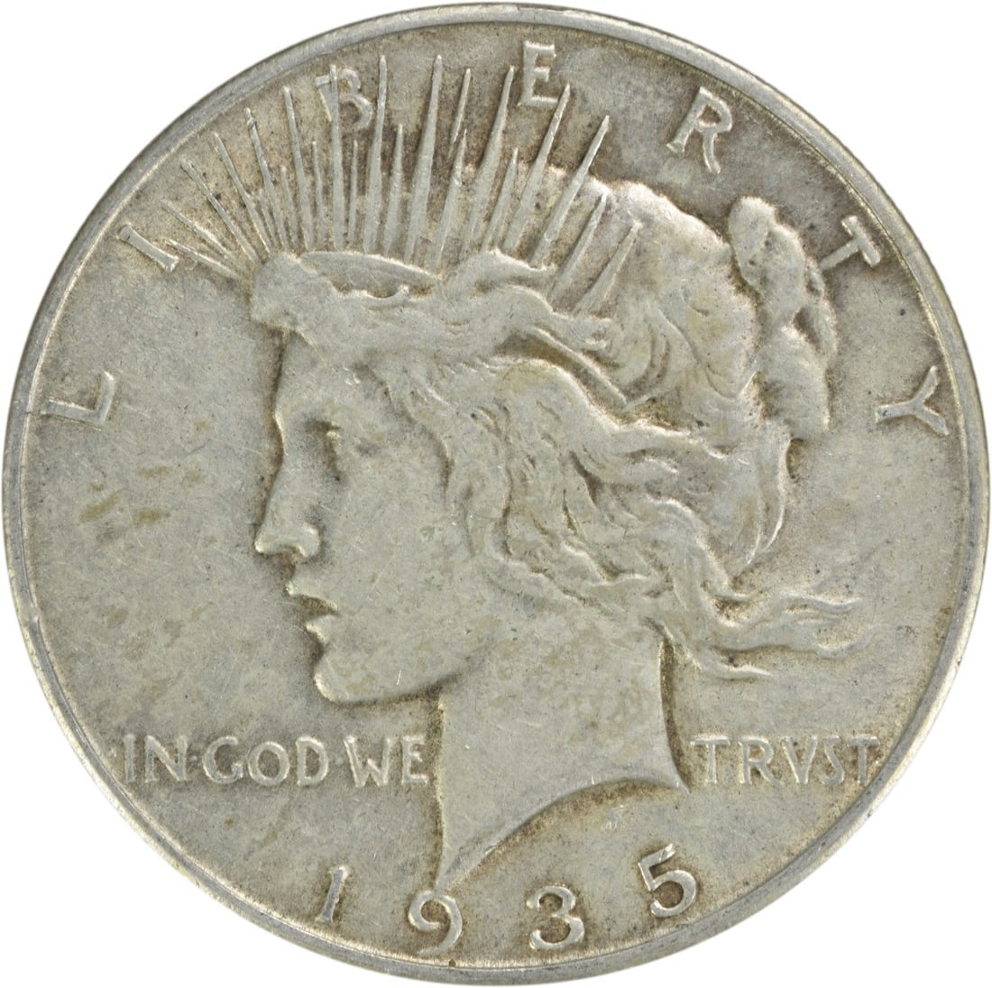 1935-S Peace Silver Dollar EF Uncertified 90% Silver Coin: 1935-S Peace Silver Dollar EF Uncertified 90% Silver Coin This 1935-S Peace Silver Dollar is a remarkable piece of numismatic history. Struck at the San Francisco Mint, this coin features the elegant