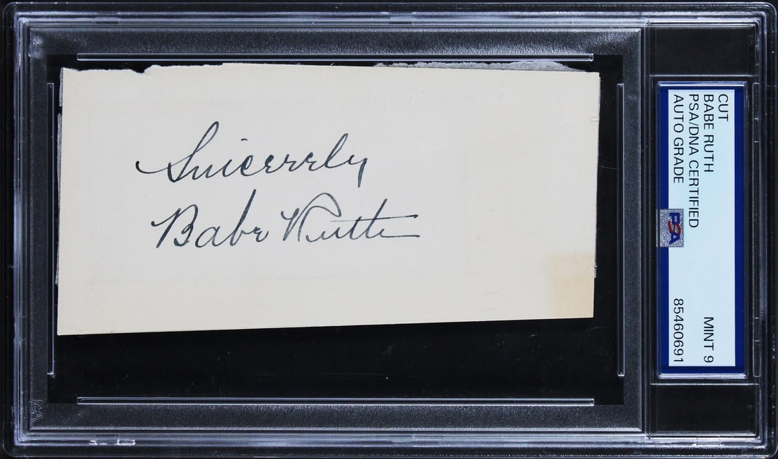Babe Ruth Signed 2.35x5 Cut Signature Auto 9 PSA Authentic Yankees (1 of 2)