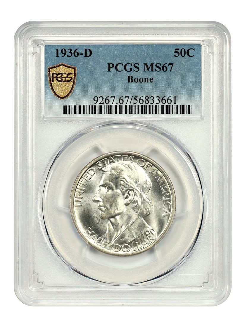 1936 Denver Boone Half Dollar PCGS MS67 Classic Silver Commemorative Coin (1 of 4)