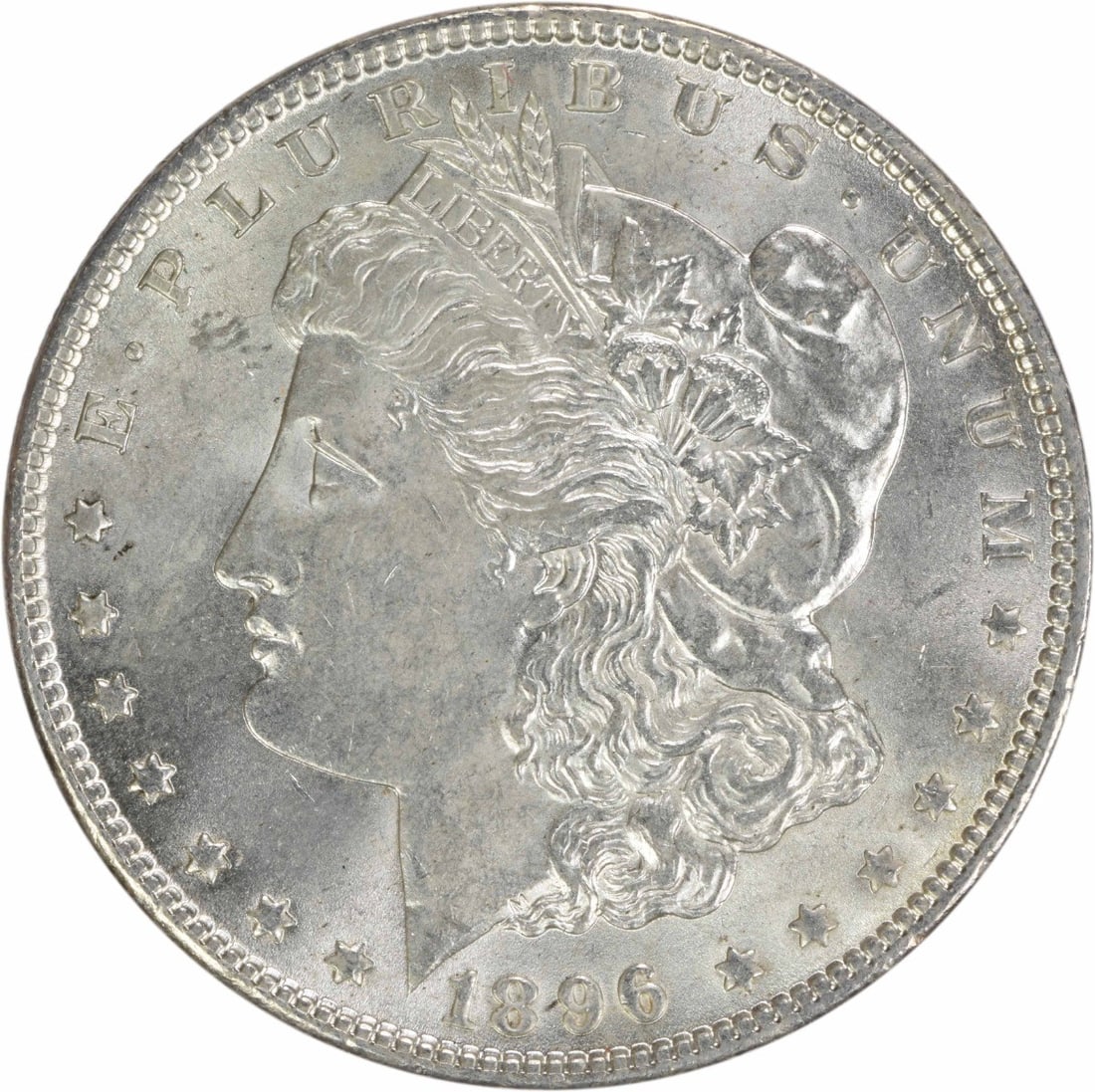 1896 Morgan Silver Dollar Choice BU Uncertified Silver Coin: 1896 Morgan Silver Dollar Choice BU Uncertified Silver Coin This 1896 Morgan Silver Dollar is a stunning example of American coinage, featuring a bold design and a brilliant uncirculated condition. Th