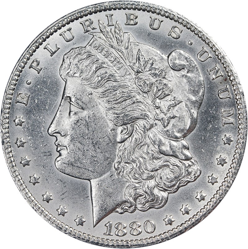 Uncirculated 1880 Carson City Morgan Silver Dollar Reverse 78 High Luster: Uncirculated 1880 Carson City Morgan Silver Dollar Reverse 78 High Luster This 1880-CC Rev 78 Morgan Silver Dollar features attractive luster and a well-defined strike. The coin displays good eye appe