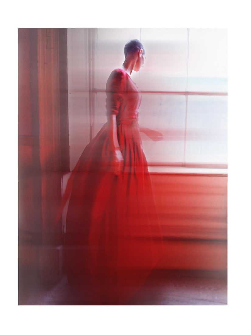 Kate Garner Sinead Blurred Red Dress Signed 40 x 30 Photography Edition of 50: Kate Garner Sinead Blurred Red Dress Signed 40 x 30 Photography Edition of 50 "Sinead Blurred Red Dress" is a fine art photograph by Kate Garner, created in 1992 as part of a limited edition of 50. Th