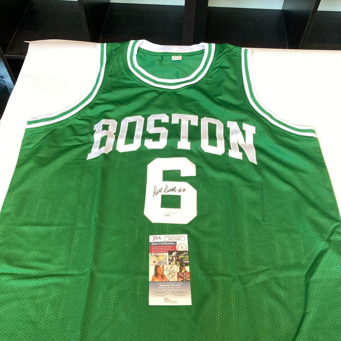 Bill Russell #6 Autographed Boston Celtics Jersey with JSA COA: Bill Russell #6 Autographed Boston Celtics Jersey with JSA COA Celebrate the legacy of basketball legend Bill Russell with this authentic Boston Celtics jersey, prominently featuring his iconic #6. Th