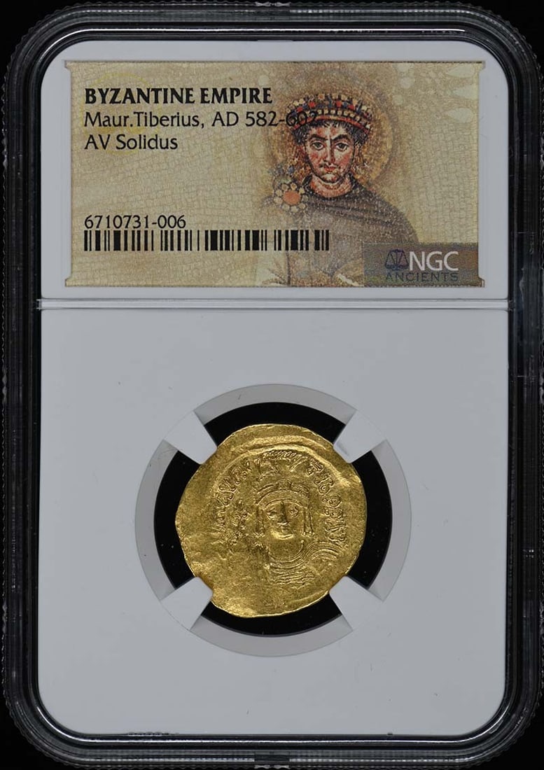 Byzantine Empire AD 582-602 AV Solidus Tiberius NGC Certified Coin (1 of 4)