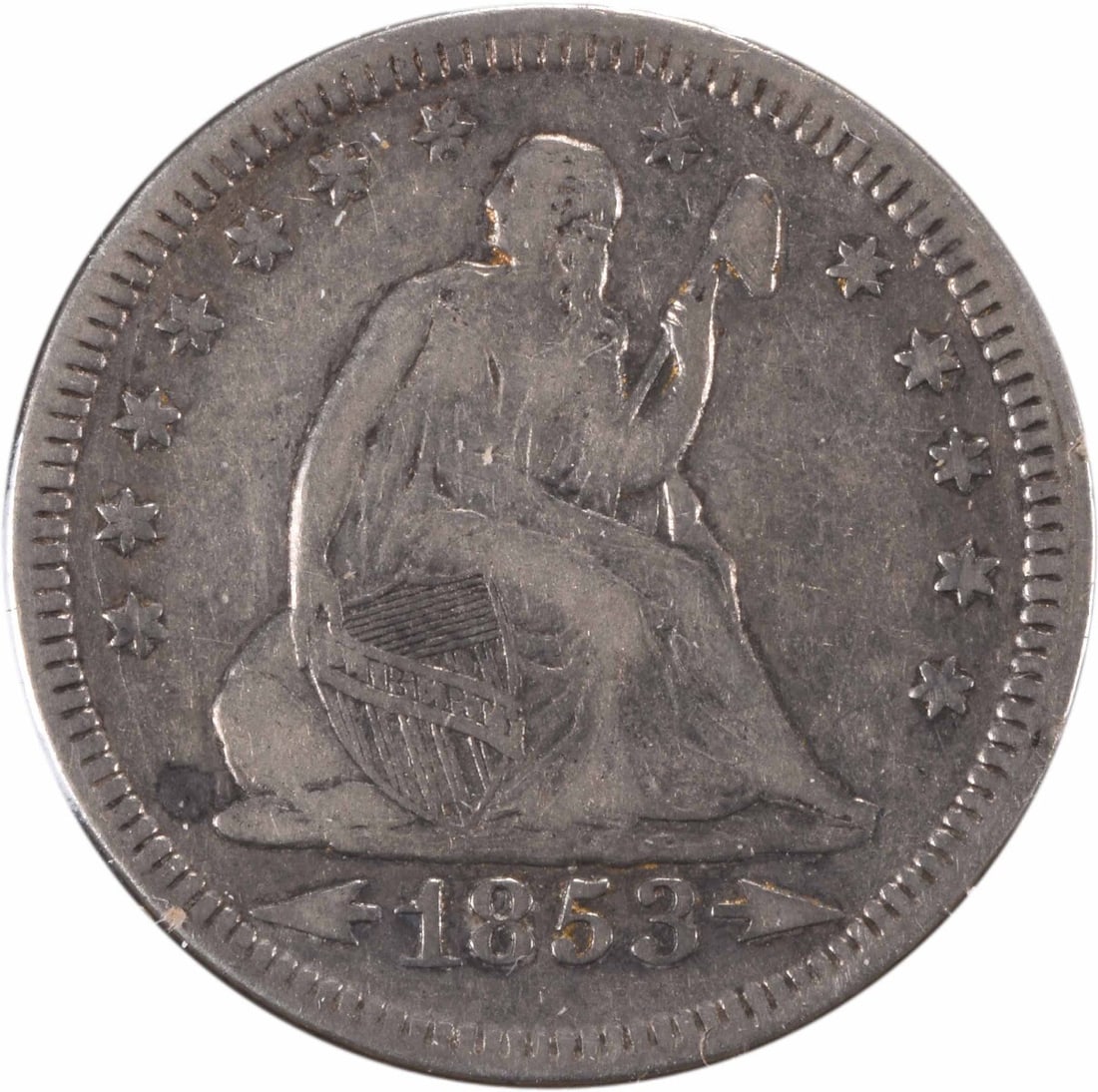 1853 Liberty Seated Quarter 90% Silver FS-301 Uncertified Coin (1 of 2)