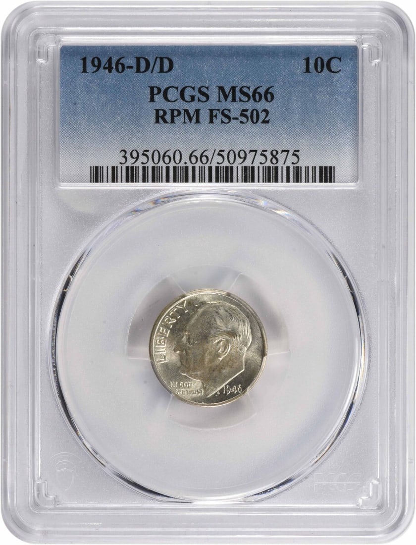 1946-D/D Roosevelt Silver Dime MS66 PCGS Uncirculated: 1946-D/D Roosevelt Silver Dime MS66 PCGS Uncirculated This 1946-D/D Roosevelt Silver Dime is a remarkable collectible coin, certified by PCGS with a grade of MS66, indicating its uncirculated conditio