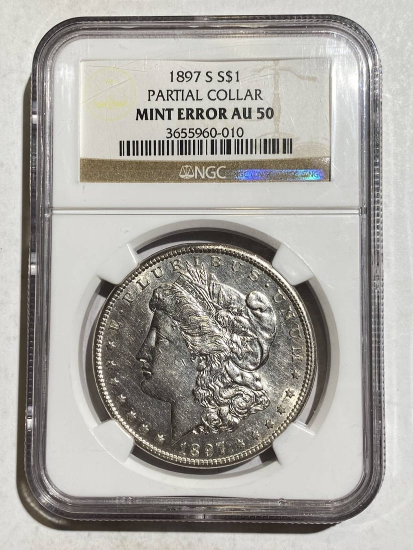 1897-S P Morgan Silver Dollar NGC AU 50 Partial Collar (1 of 2)