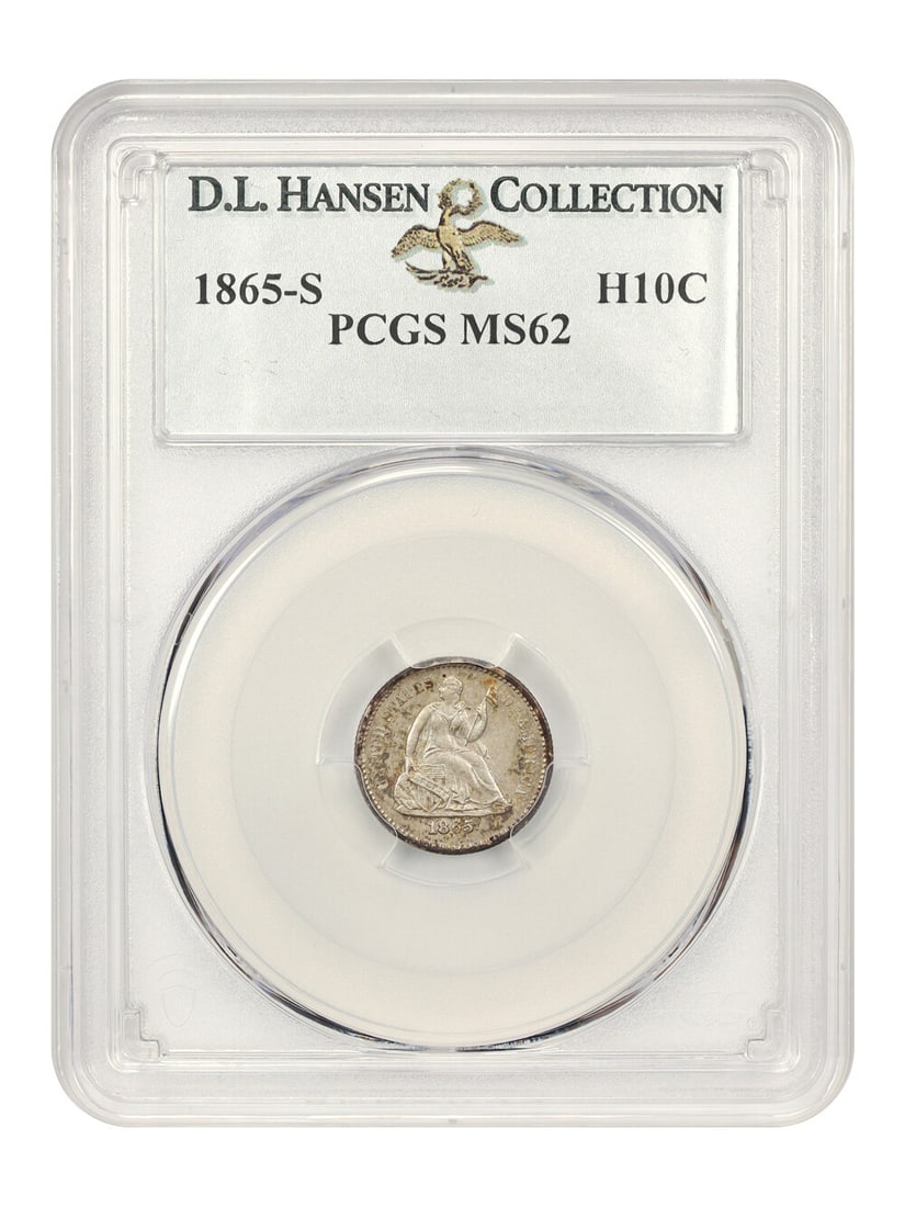 1865-S Liberty Seated Half Dime PCGS MS62 Uncirculated Civil War Era: 1865-S Liberty Seated Half Dime PCGS MS62 Uncirculated Civil War Era This 1865-S Liberty Seated Half Dime is a remarkable example from a low mintage Civil War-era issue, with only 120,000 coins produc